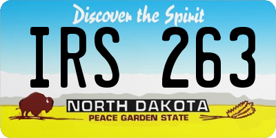 ND license plate IRS263