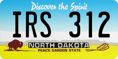 ND license plate IRS312