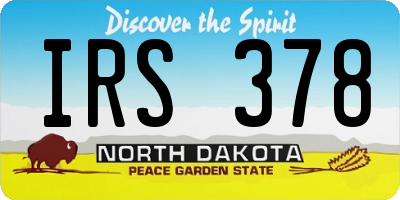 ND license plate IRS378