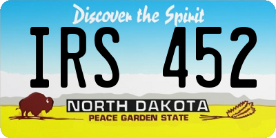 ND license plate IRS452