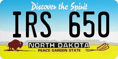 ND license plate IRS650