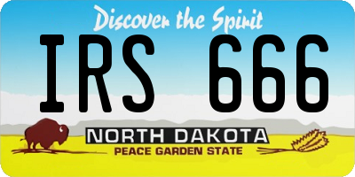 ND license plate IRS666