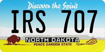 ND license plate IRS707