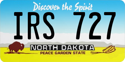 ND license plate IRS727