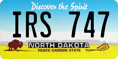 ND license plate IRS747