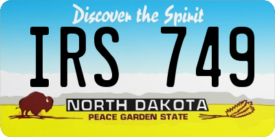 ND license plate IRS749