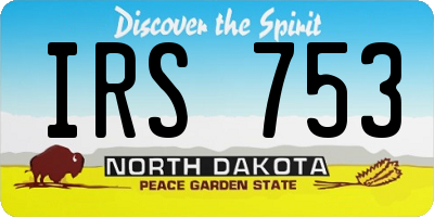 ND license plate IRS753