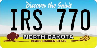 ND license plate IRS770