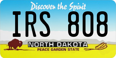 ND license plate IRS808