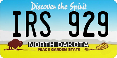 ND license plate IRS929