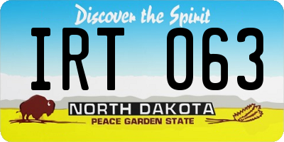 ND license plate IRT063