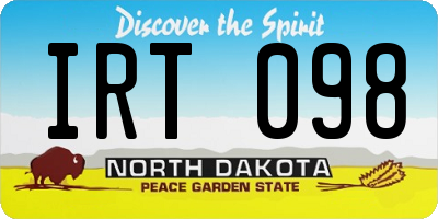 ND license plate IRT098