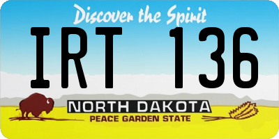 ND license plate IRT136
