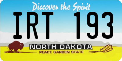 ND license plate IRT193