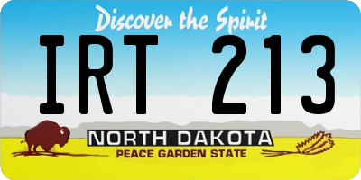 ND license plate IRT213