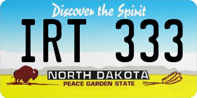 ND license plate IRT333