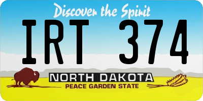 ND license plate IRT374
