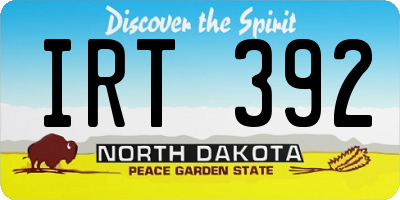 ND license plate IRT392