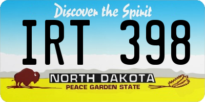 ND license plate IRT398