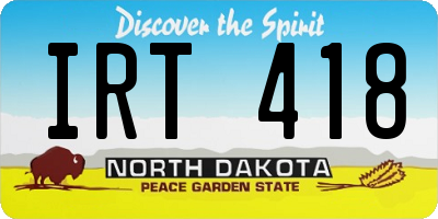 ND license plate IRT418
