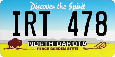 ND license plate IRT478