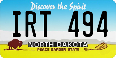 ND license plate IRT494