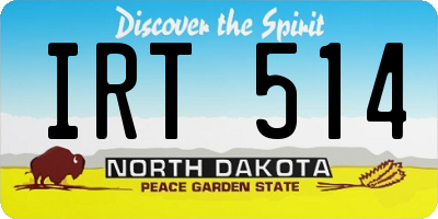 ND license plate IRT514