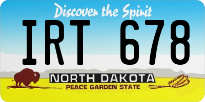 ND license plate IRT678