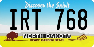 ND license plate IRT768