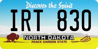 ND license plate IRT830