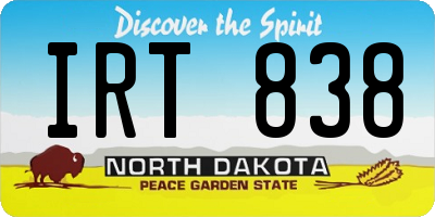 ND license plate IRT838