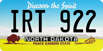 ND license plate IRT922