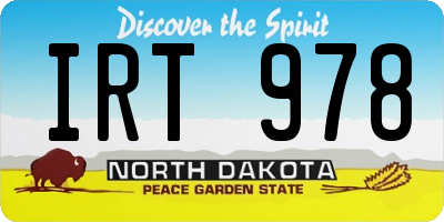 ND license plate IRT978