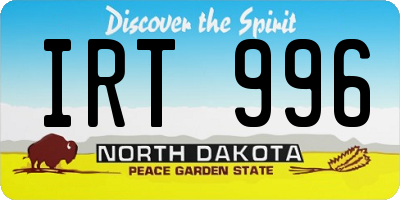 ND license plate IRT996