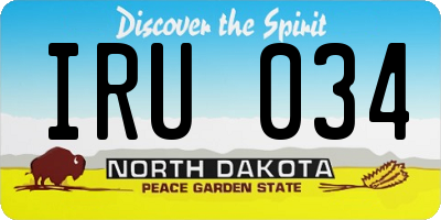 ND license plate IRU034