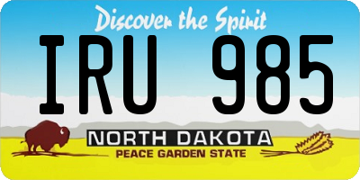 ND license plate IRU985