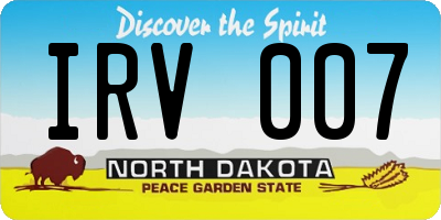 ND license plate IRV007