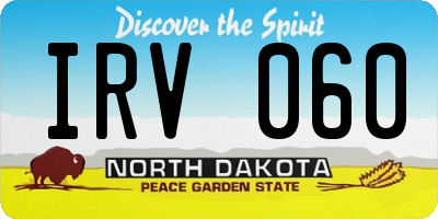 ND license plate IRV060