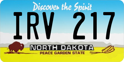 ND license plate IRV217