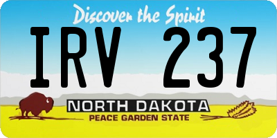 ND license plate IRV237