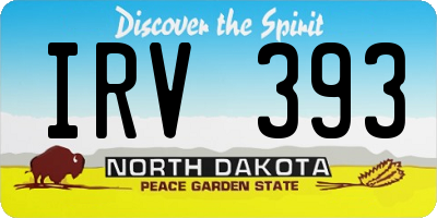 ND license plate IRV393