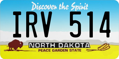 ND license plate IRV514