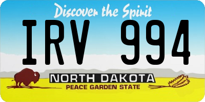 ND license plate IRV994