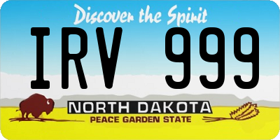 ND license plate IRV999