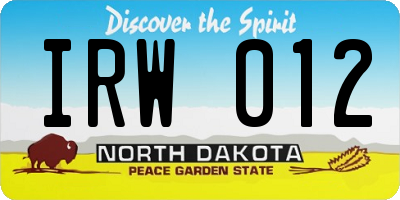 ND license plate IRW012