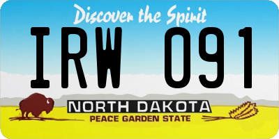 ND license plate IRW091
