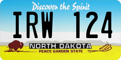 ND license plate IRW124