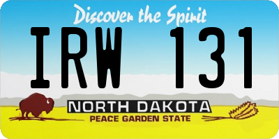 ND license plate IRW131