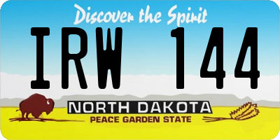 ND license plate IRW144