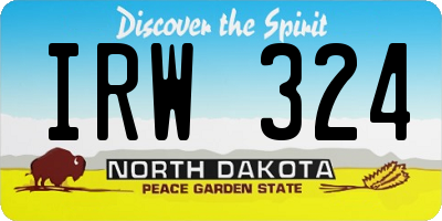 ND license plate IRW324